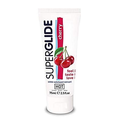 HOT SUPERGLIDE Cherry Flavoured Edible Water Based Lubricant 75ml